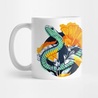 Tropical snake and flowers Mug